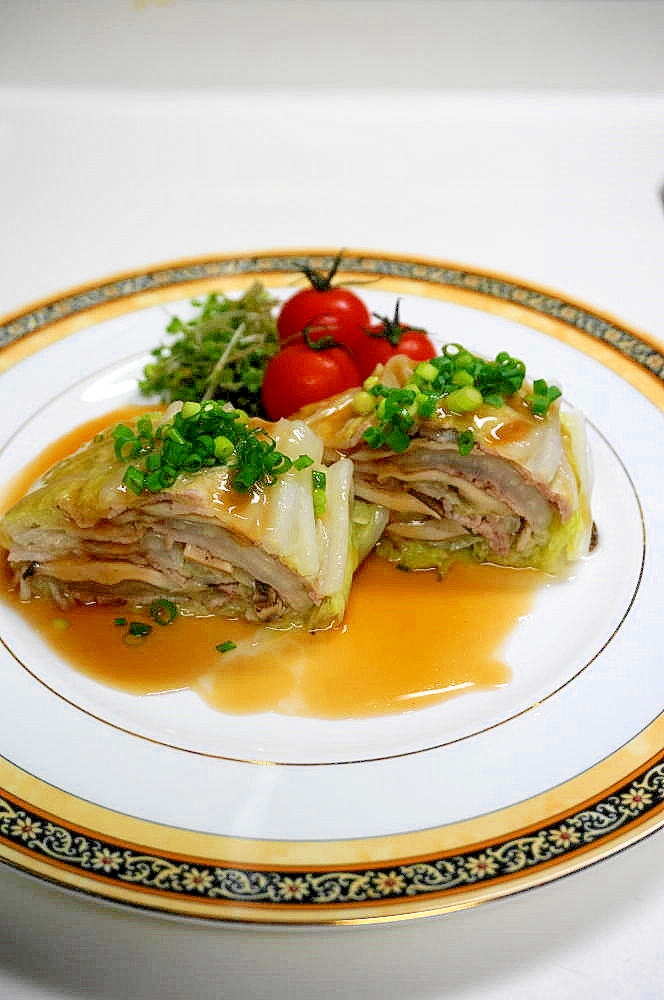 レンジで簡単 時短 白菜と豚肉のミルフィーユ レシピ 作り方 By Oppeke22 楽天レシピ
