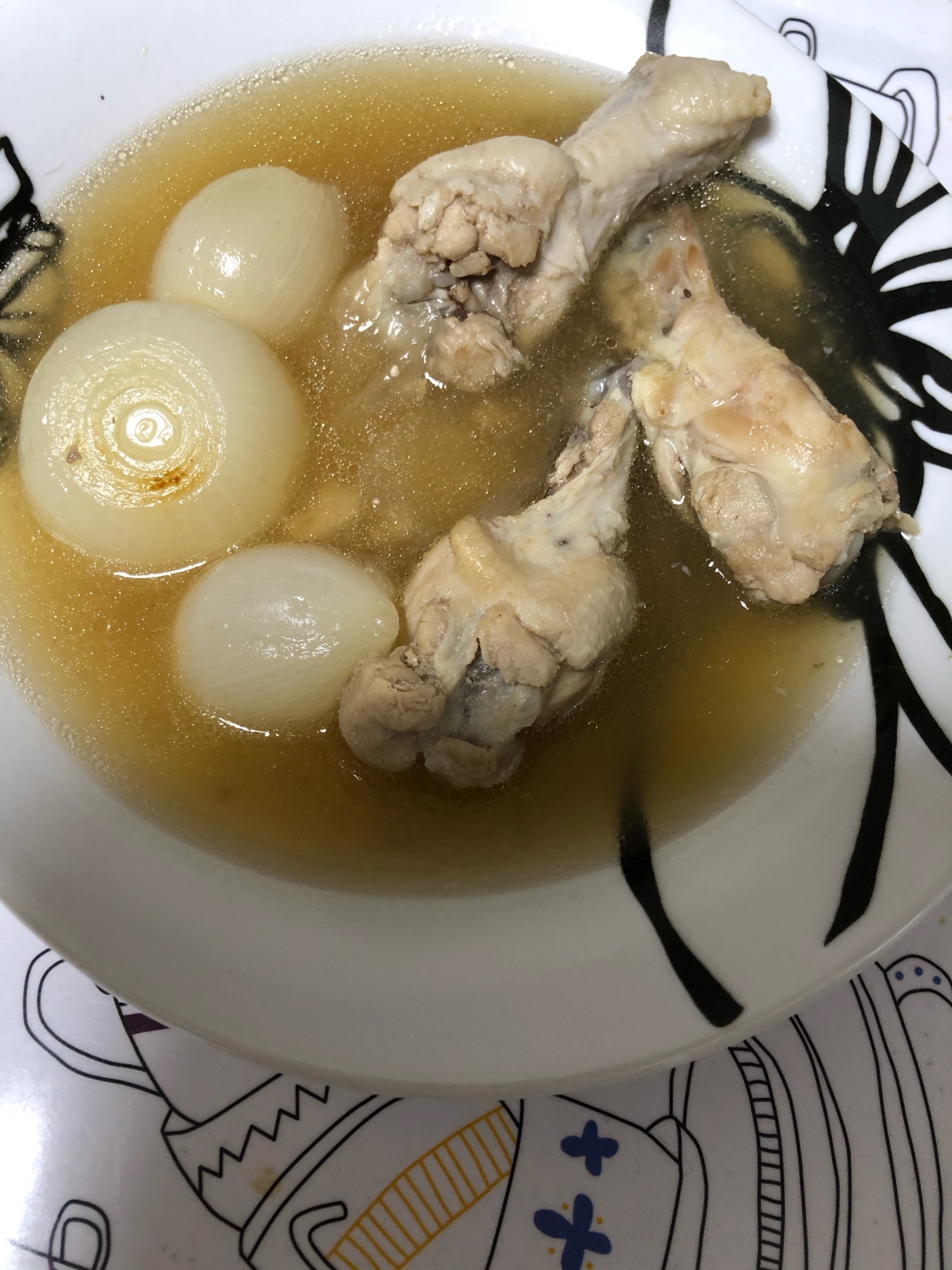手羽元と新玉葱のスープ煮(^ ^)