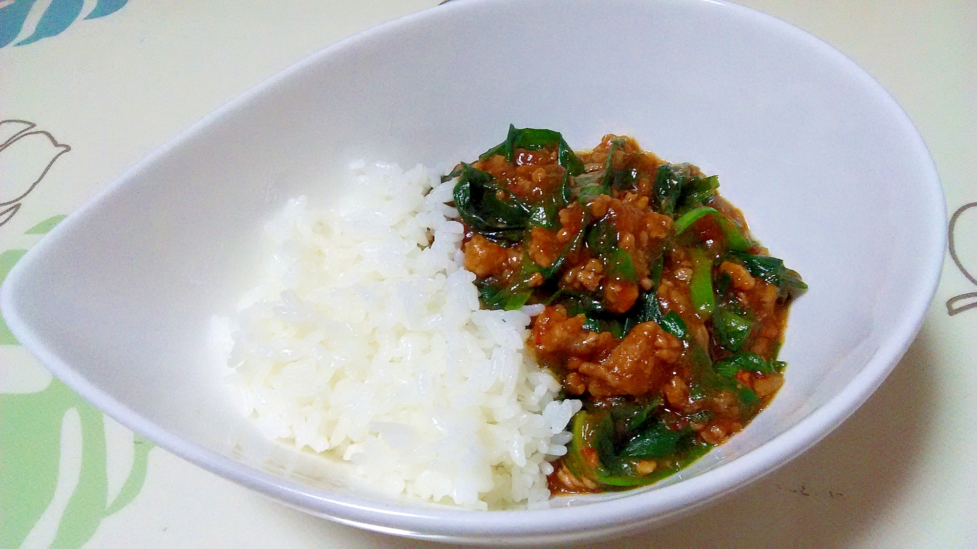 韮と豚ひき肉のあんかけご飯＋＋