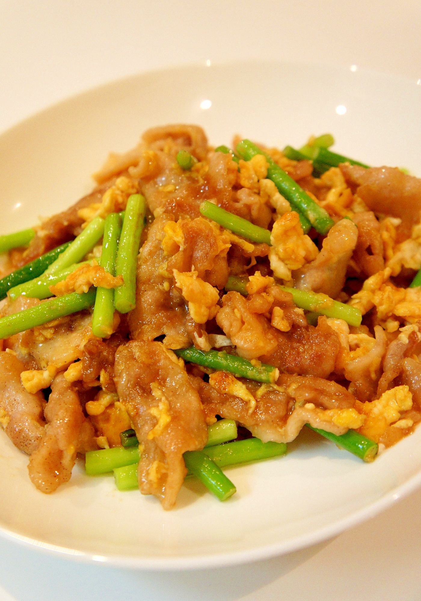 ご飯が止まらない！豚肉とニンニクの芽の甘味噌炒め