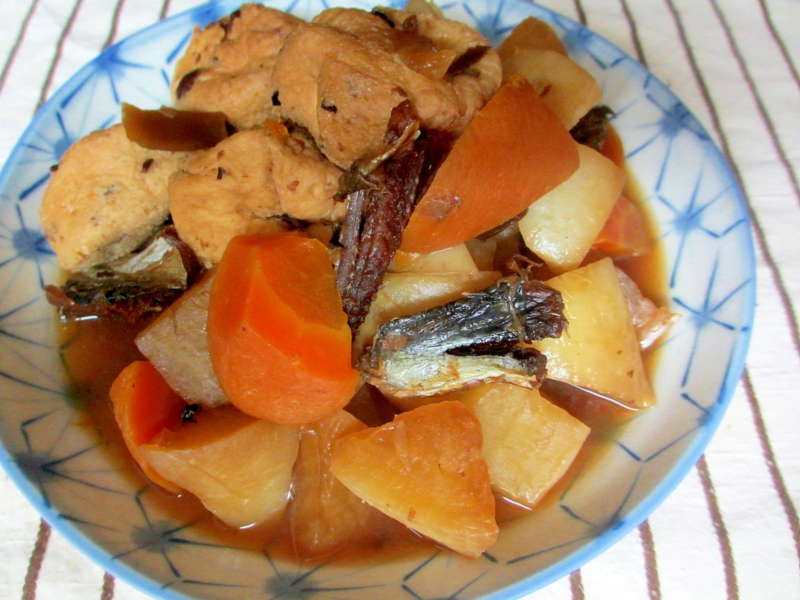 圧力鍋で大根とがんもと身欠きにしんの煮物