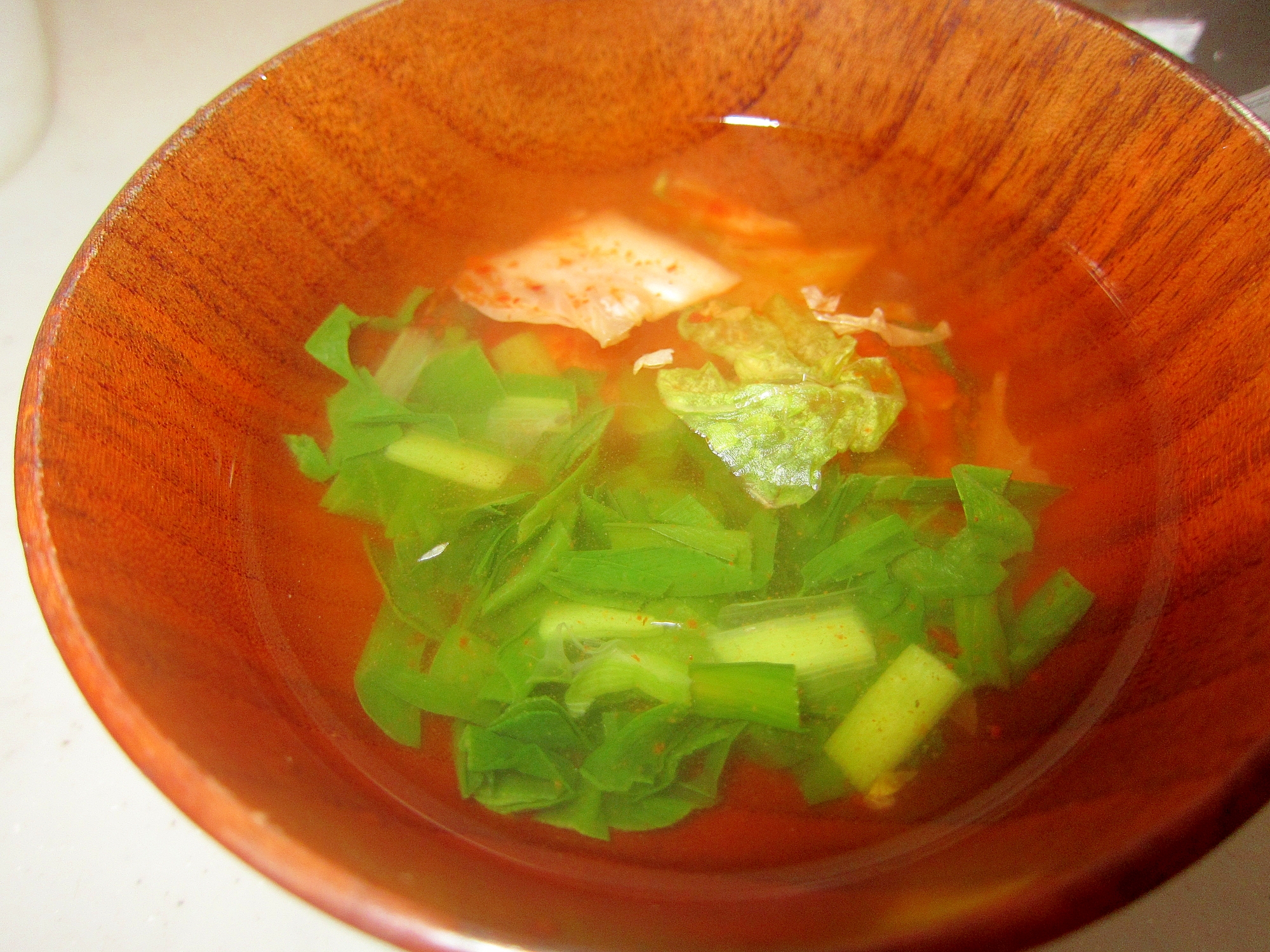 小葱とキムチとニラのスープ