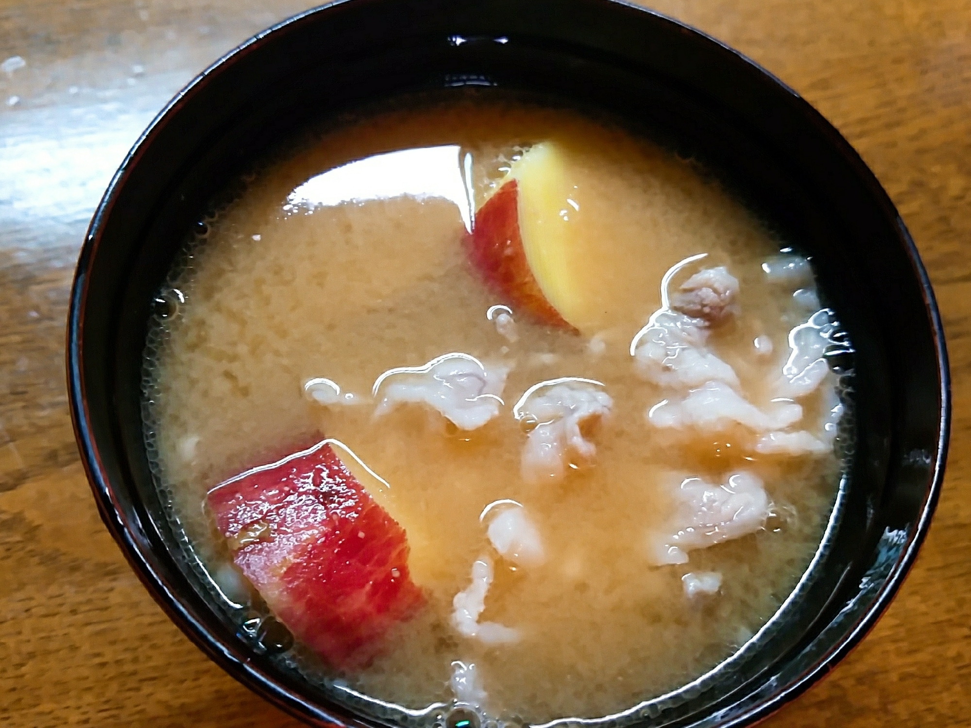 薩摩芋と豚肉の味噌味