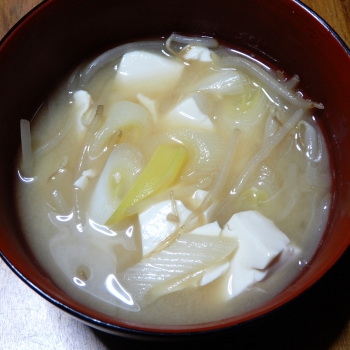 豆腐と長ネギの味噌汁