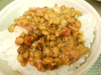 納豆の食べ方-梅＆海苔佃煮♪