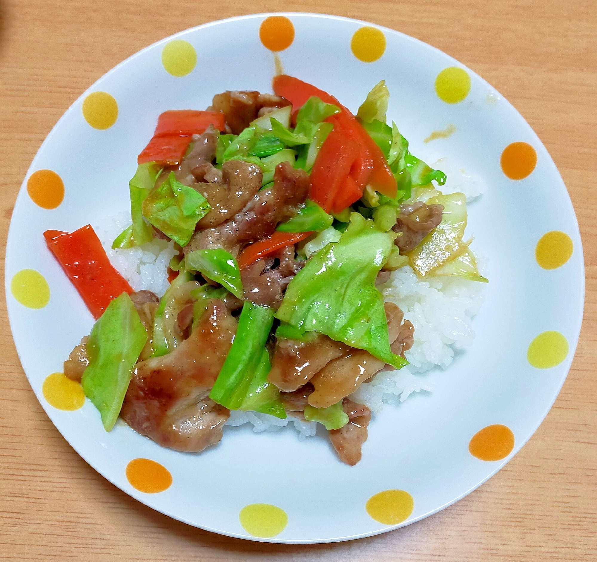 野菜と豚肉の生姜焼き丼