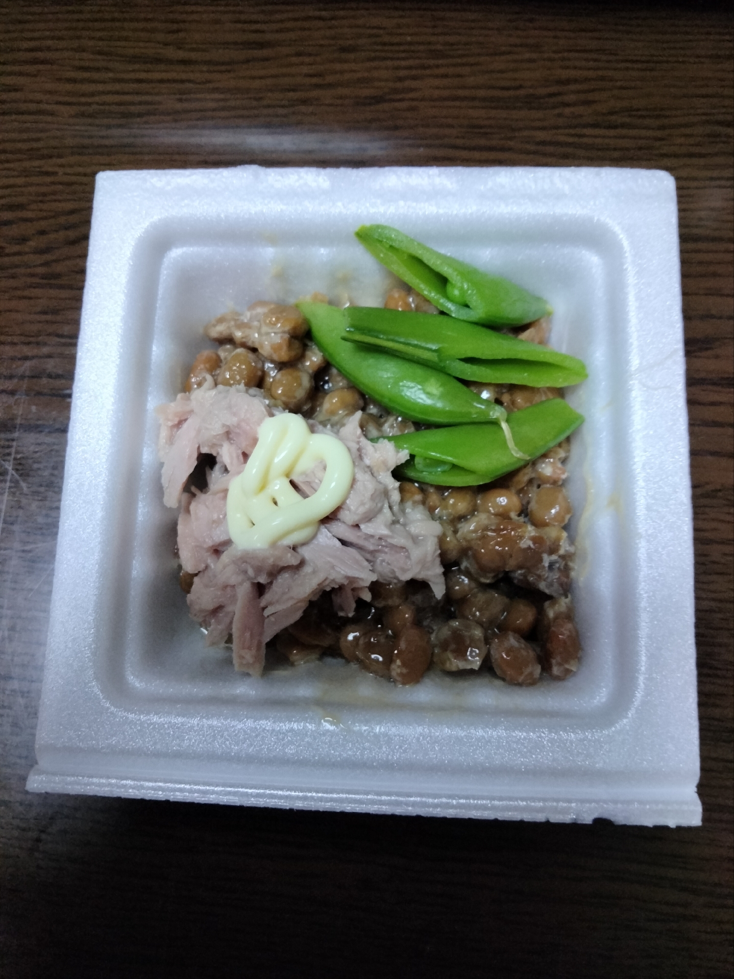 納豆アレンジ スナップえんどう&ツナマヨ