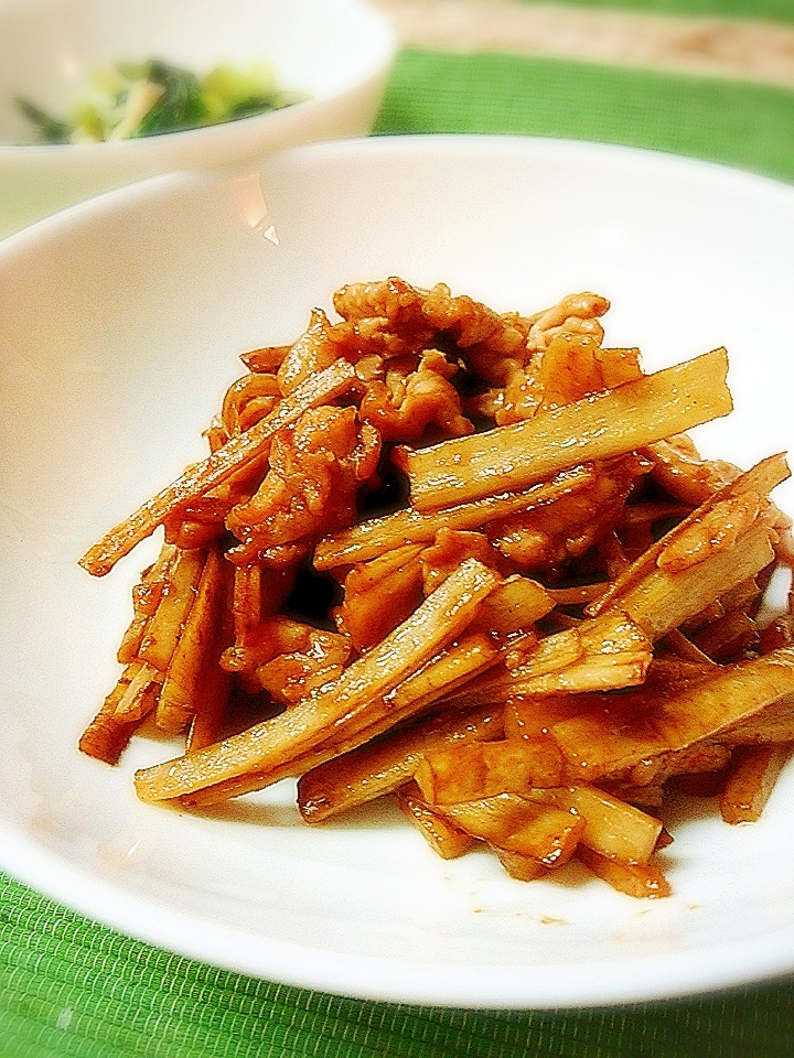 夏バテ知らず☆豚肉とごぼうの甘辛炒め