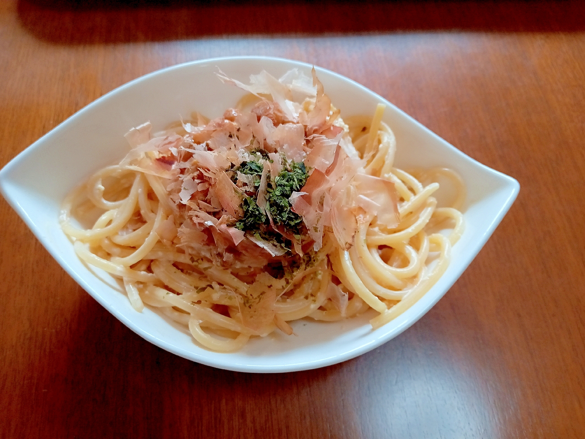 納豆の和風クリームパスタ