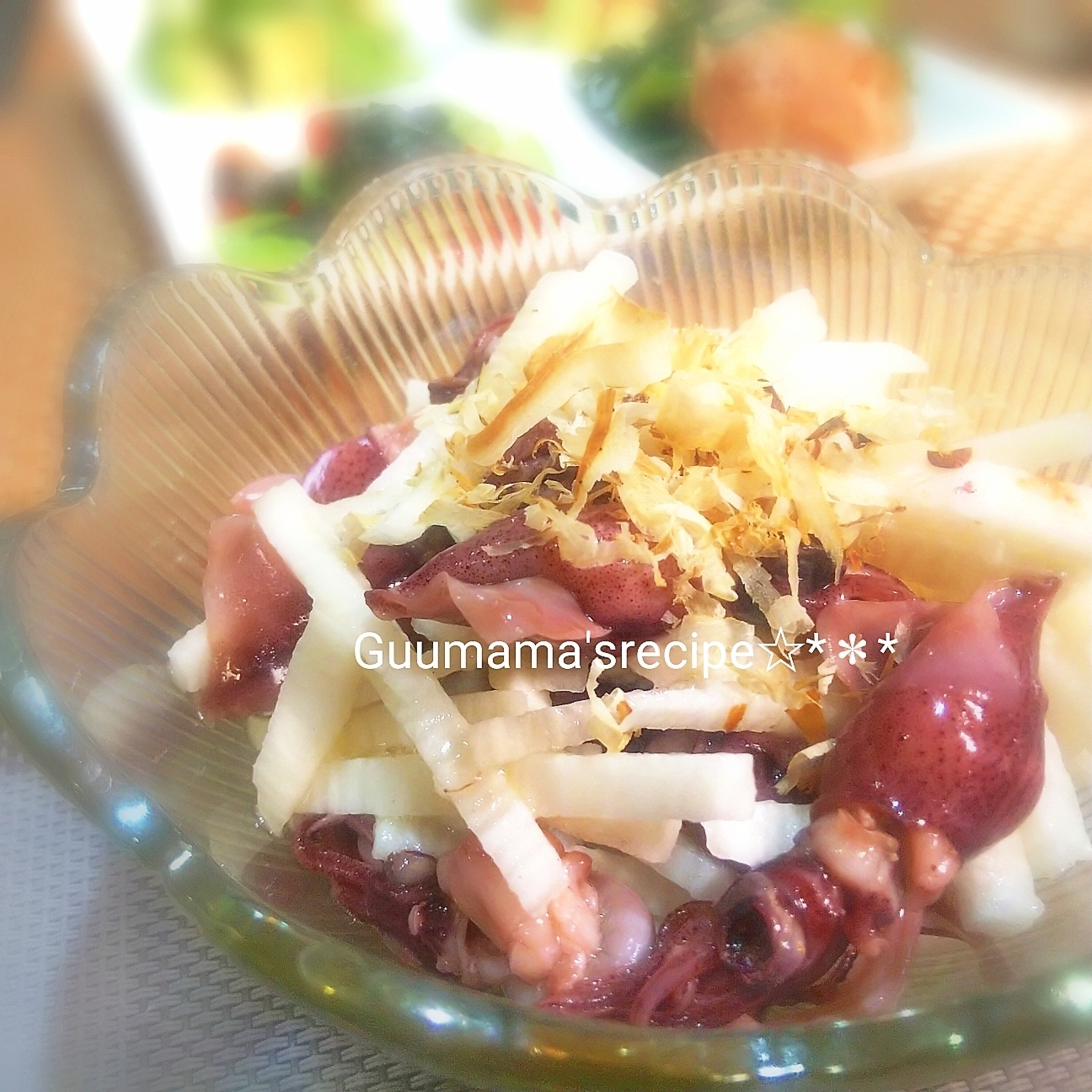 おつまみに◎和洋風♡ほたるいかと長芋の白だし合え