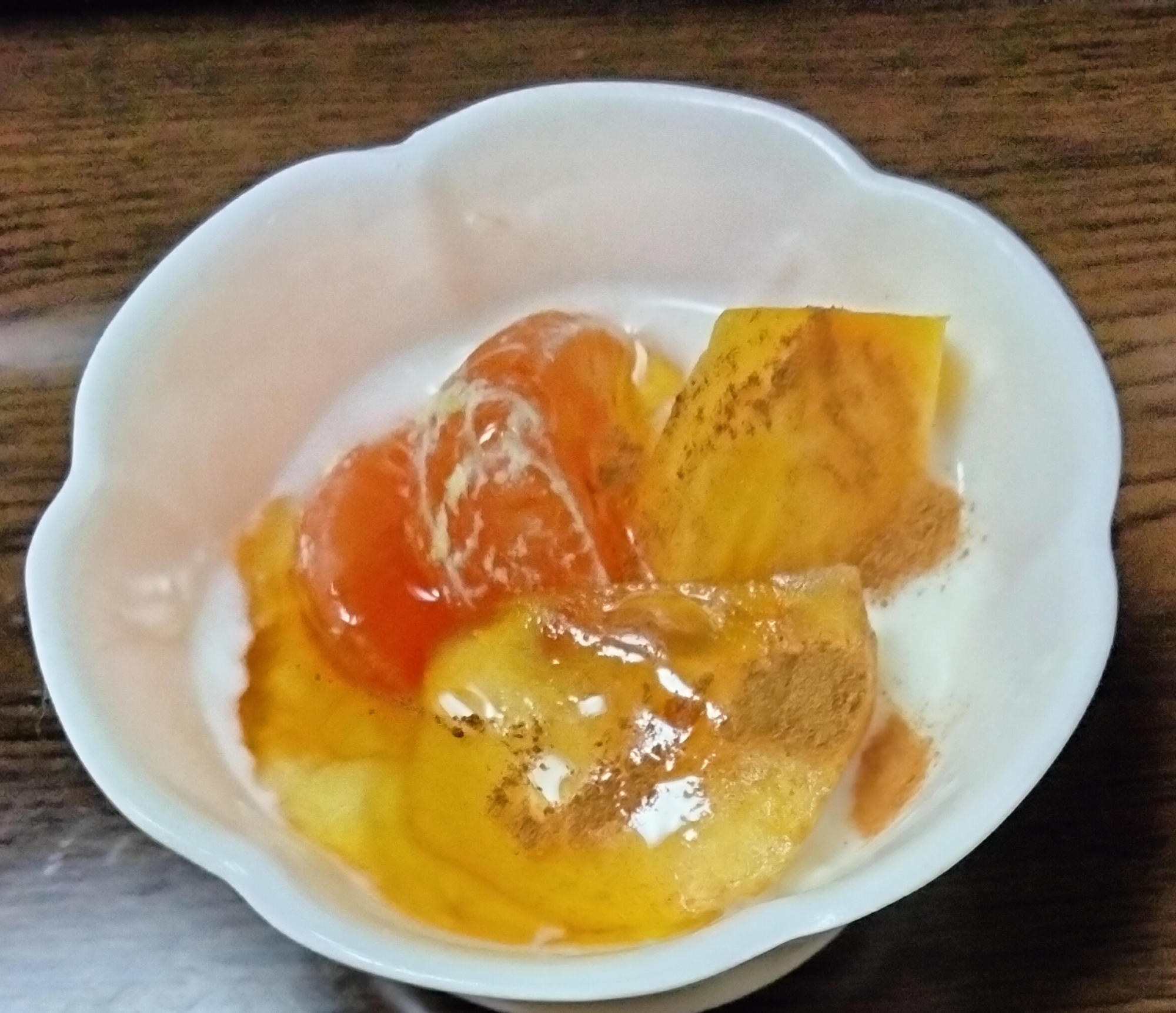 今日のヨーグルト♡みかん&柿 蜂蜜シナモンかけて