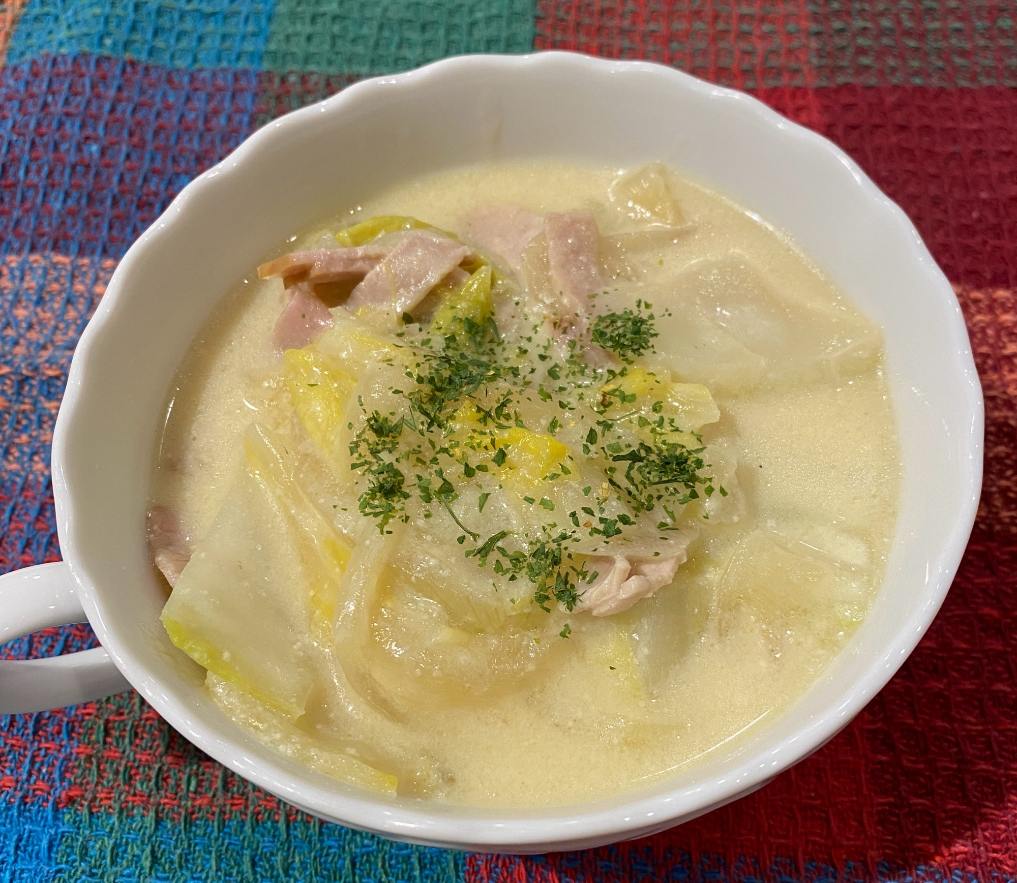 豆乳で☆白菜と玉ねぎのクリームスープ