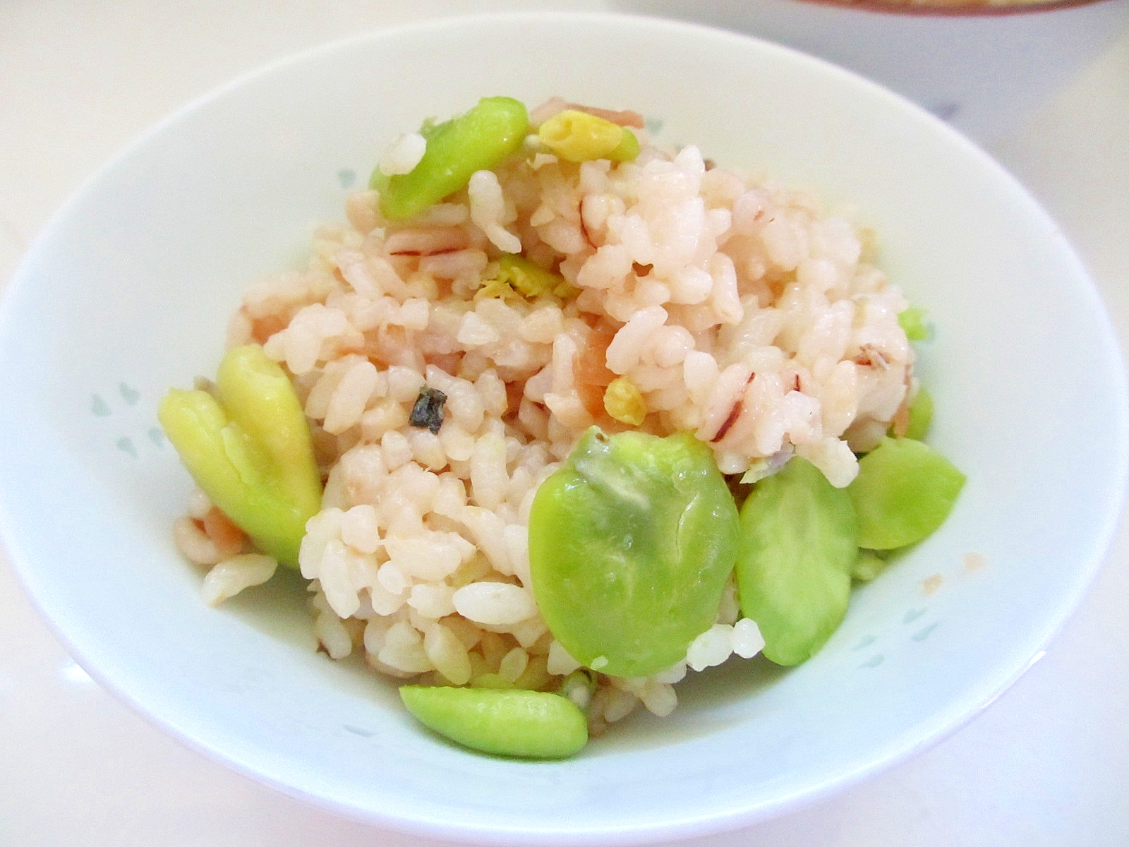 空豆、梅ご飯