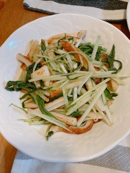 簡単に♡麺つゆで♪水菜と竹輪の煮浸し