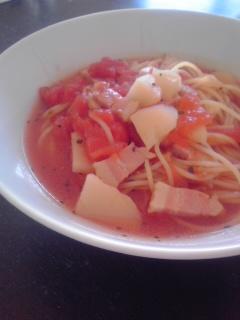 【朝食にも】あっさりトマトスープスパゲティ