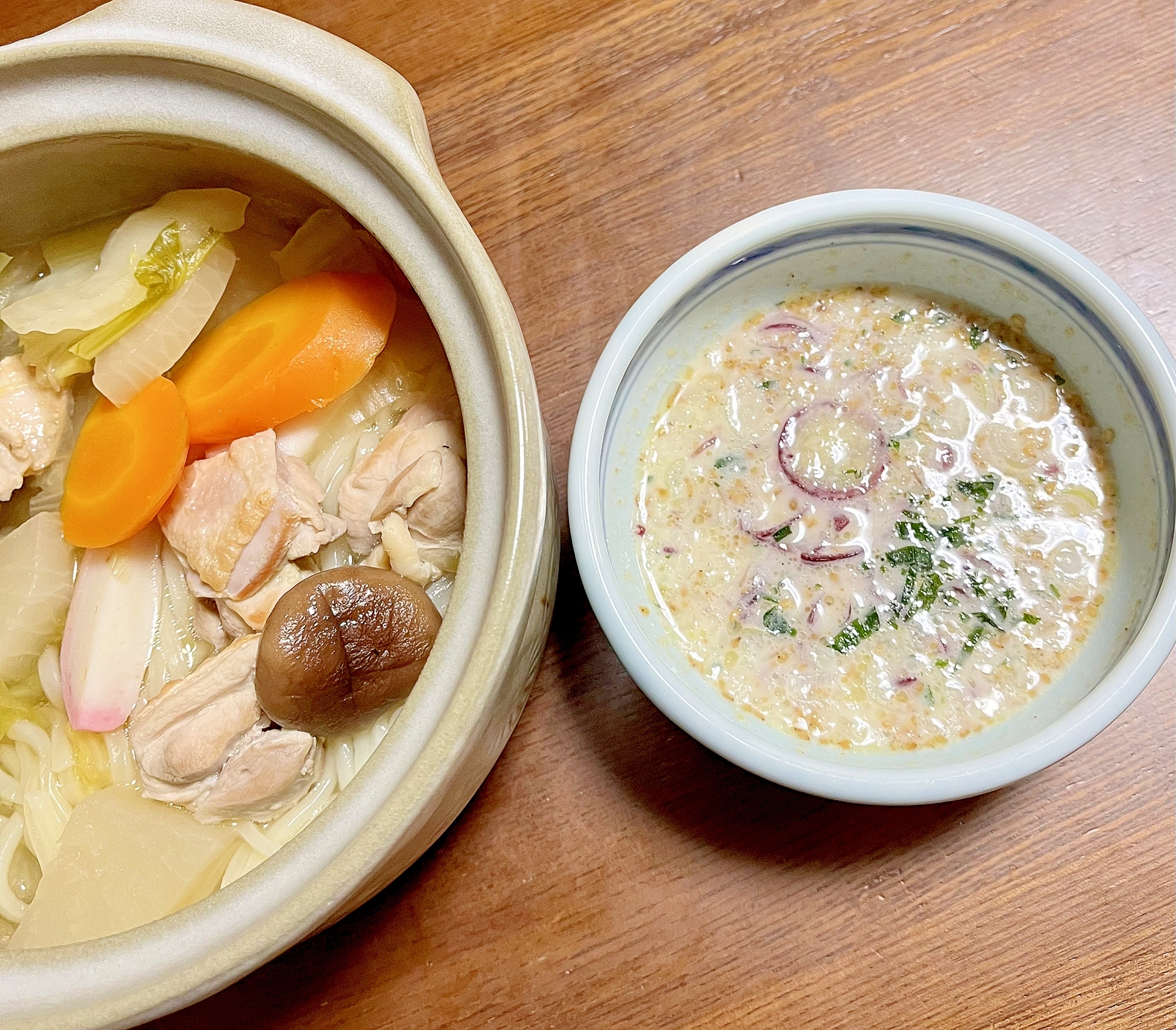 爽やか胡麻味噌つけだれ　鶏肉うどん鍋