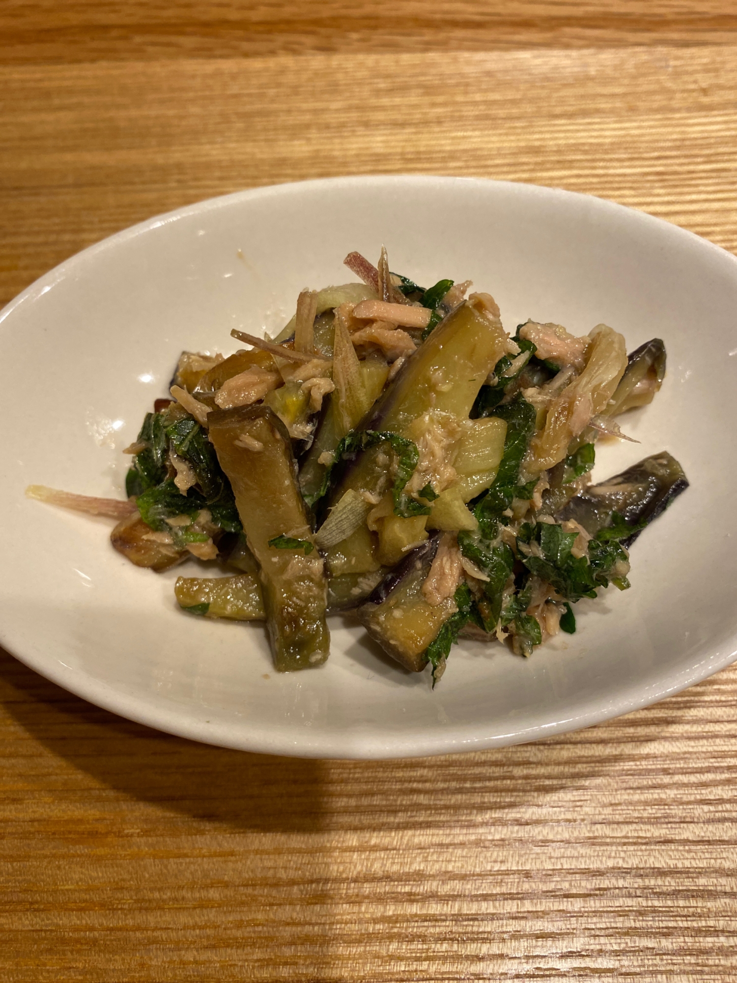 素麺にも！なすとツナ缶の薬味和え