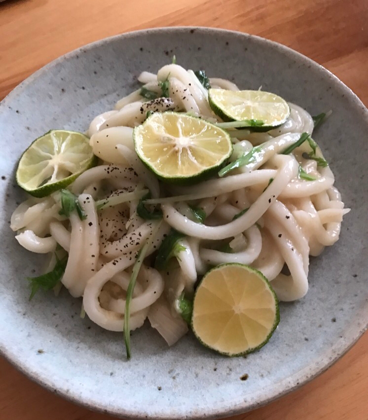 水菜とすだちのクリームシチューうどん