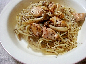 鶏肉としめじのゆかりパスタ レシピ 作り方 By 四月のヒーロー 楽天レシピ