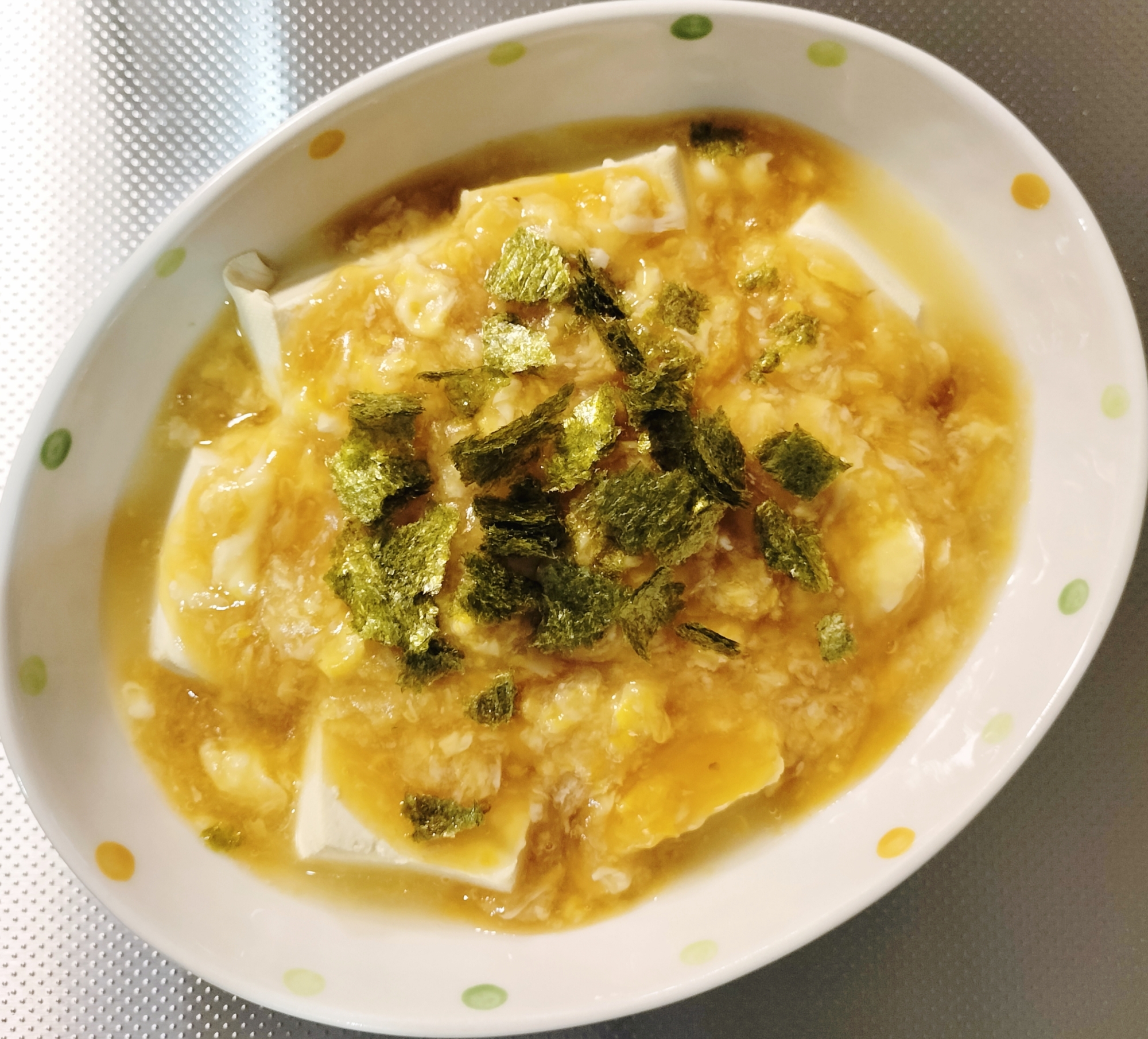 【お手軽ヘルシー♡】かき玉あんかけ豆腐