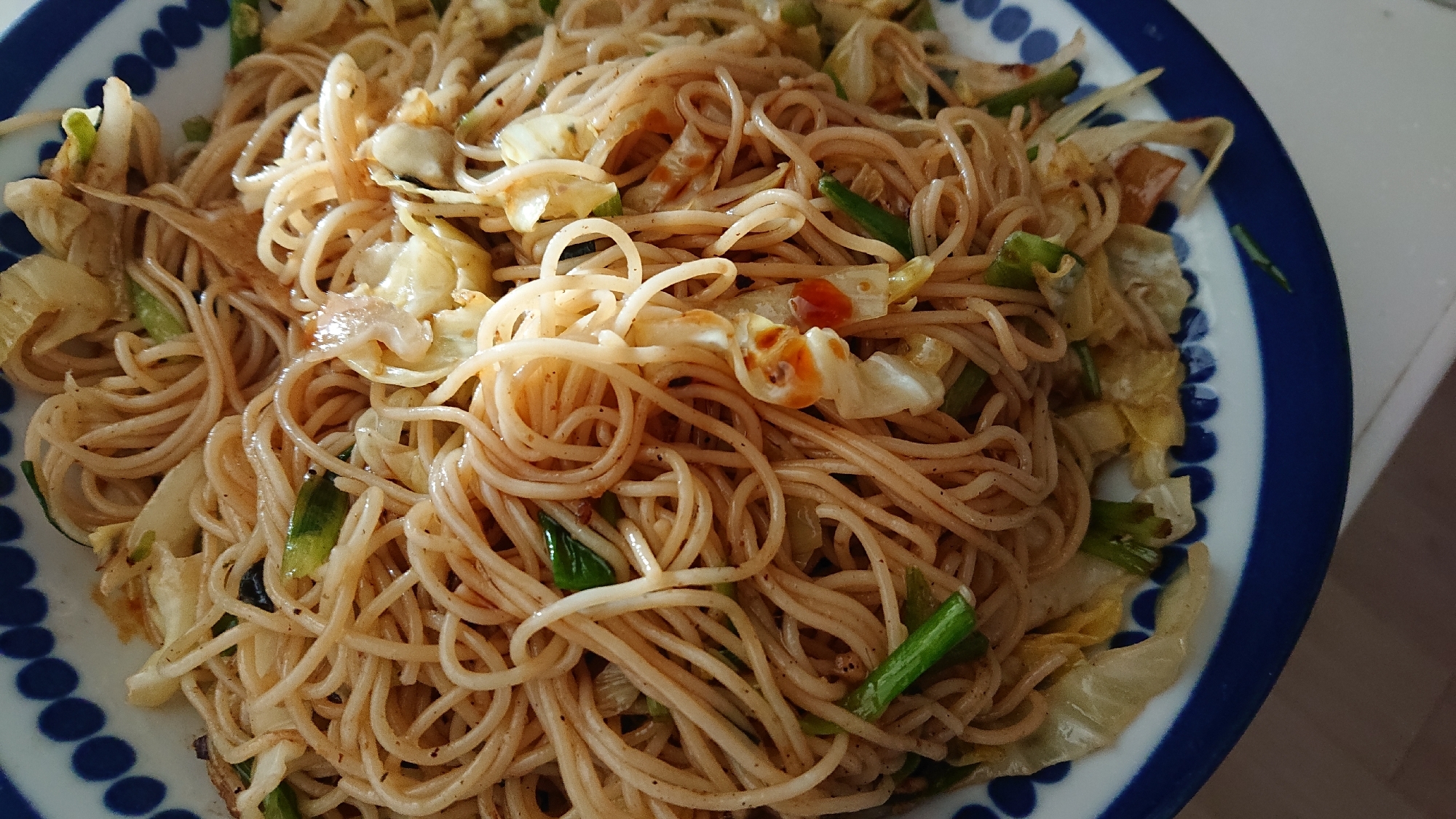 ラー油醤油で和風パスタ