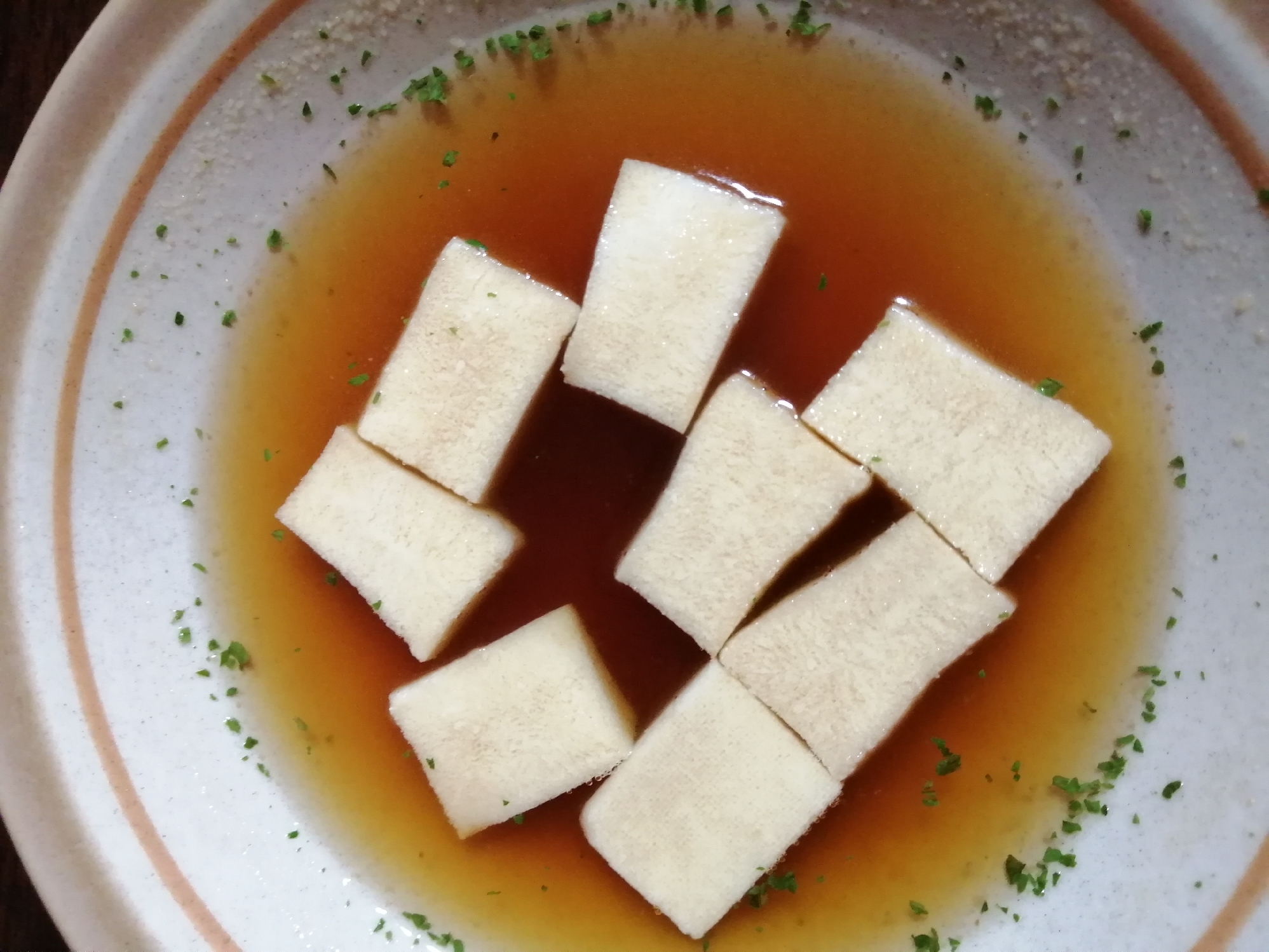 高野豆腐のオニオンスープ