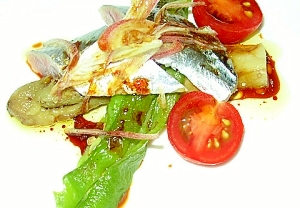 焼き茄子と秋刀魚のサラダ