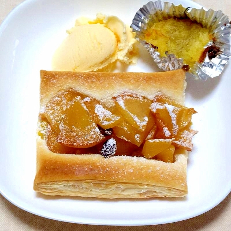 スイートポテトとりんごの重ねパイ