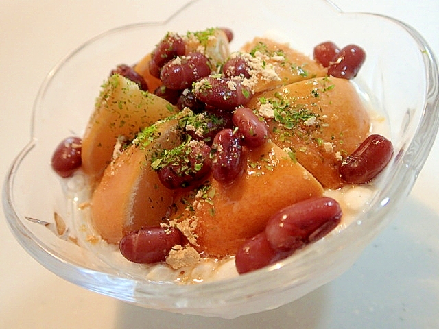 ぽん菓子と白餡饅頭と小豆の和風ヨーグルト♬