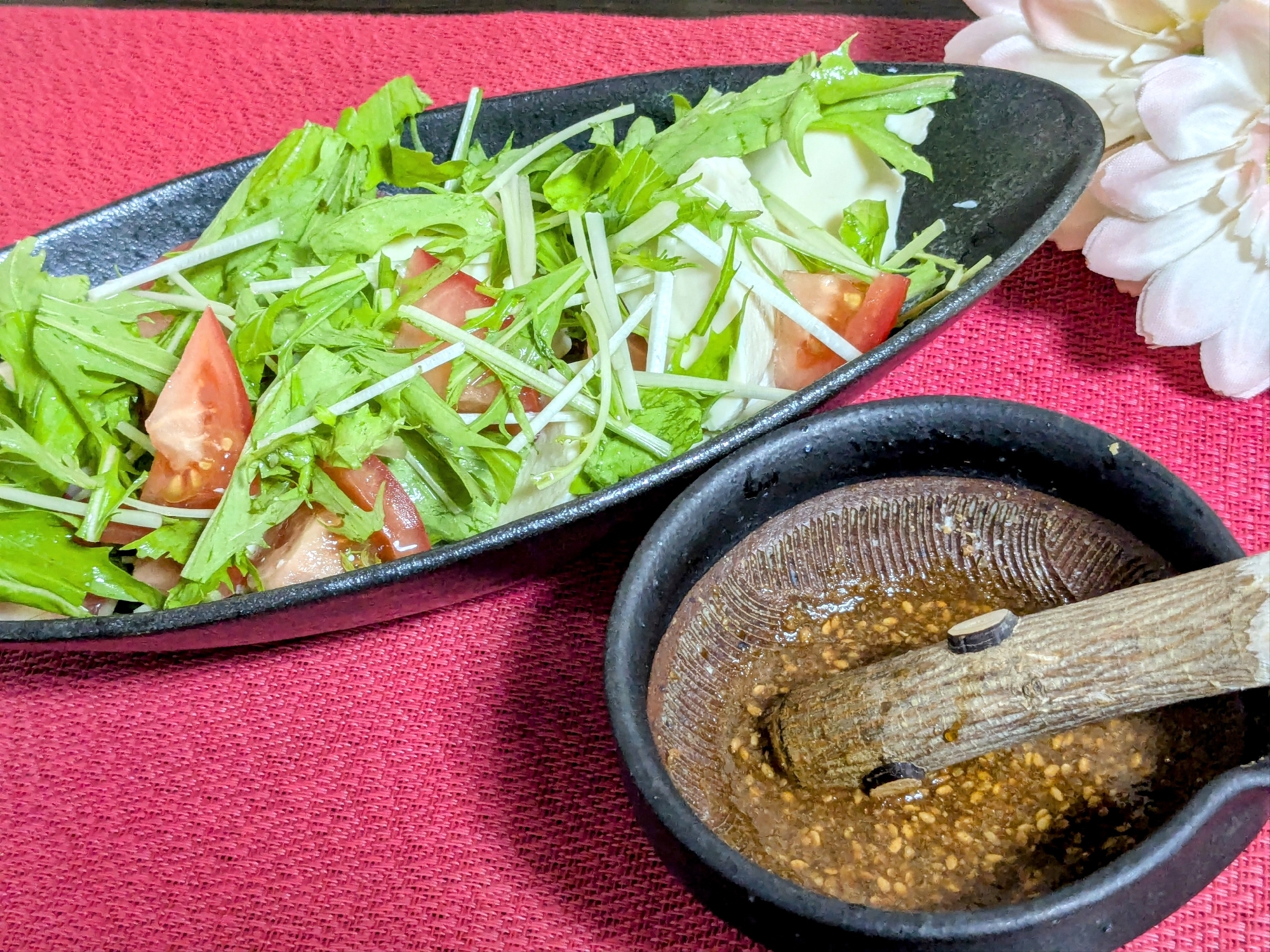 〜水菜とトマトの豆腐サラダ〜