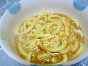 残りカレーで塩麹かき玉カレーうどん