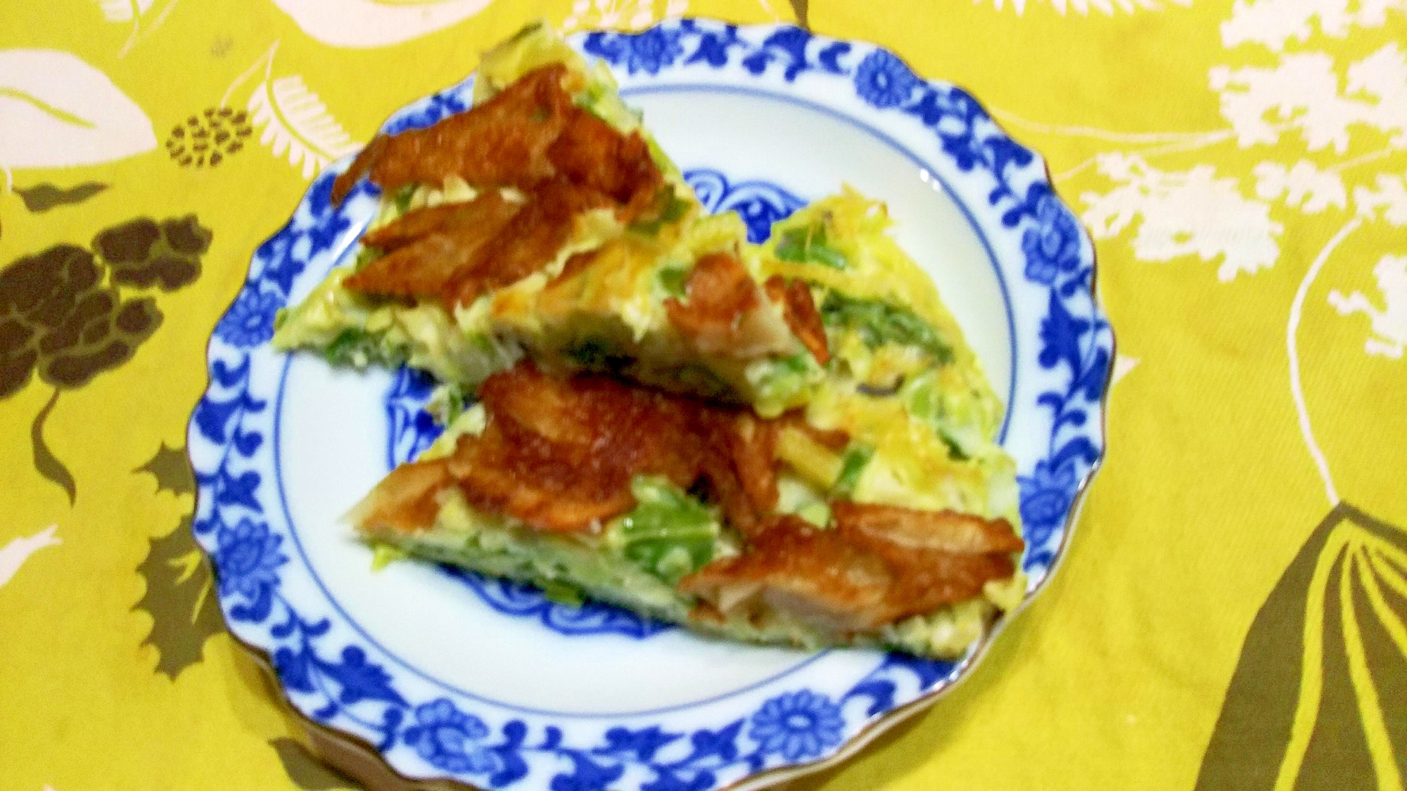 加賀揚げ・キャベツ・大根菜でチヂミ風