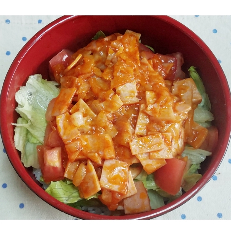 簡単！ピリ辛なタコライス風ハム丼