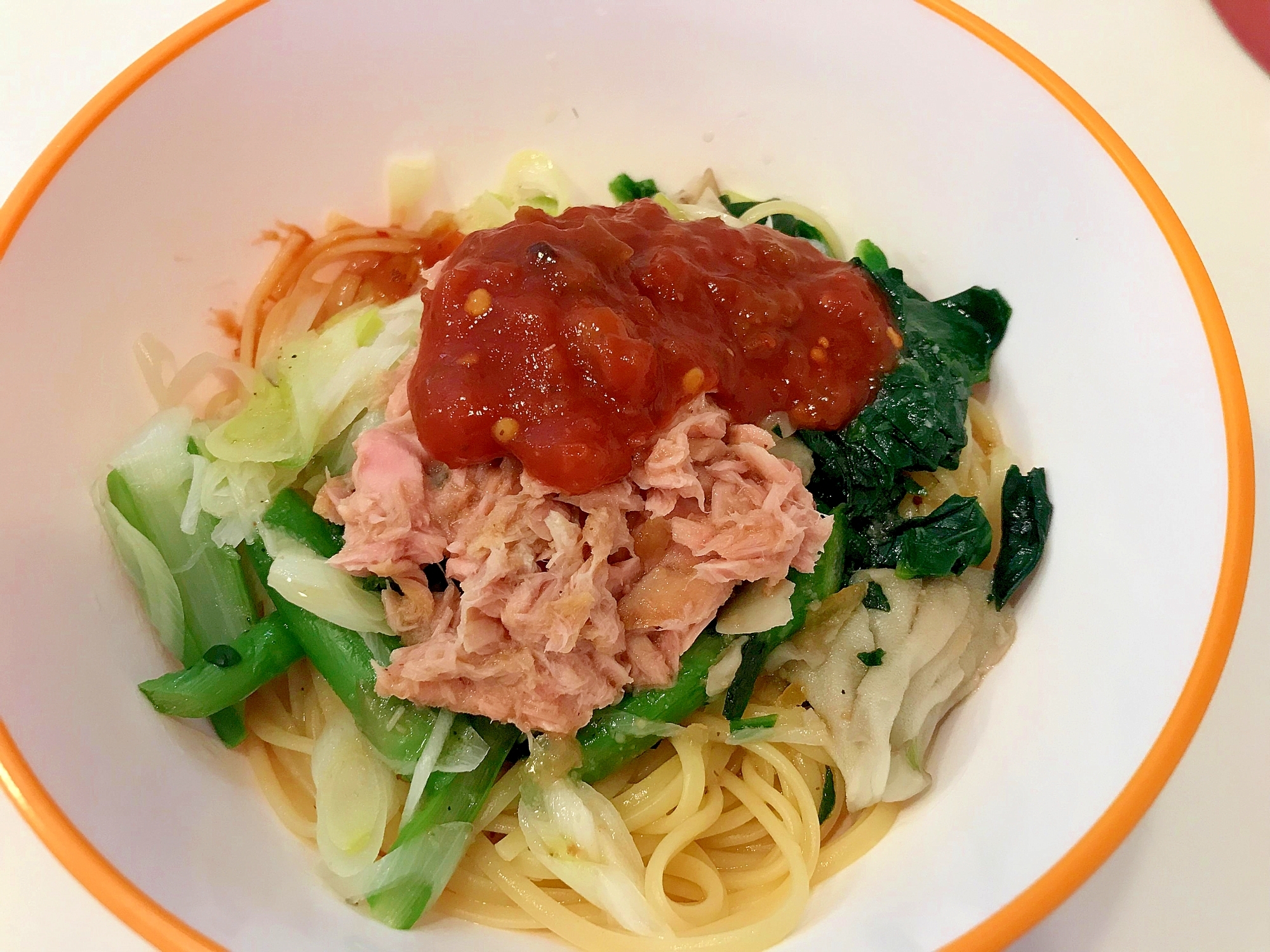 至高！ サルサ香る無脂肪 ツナとキノコのパスタ