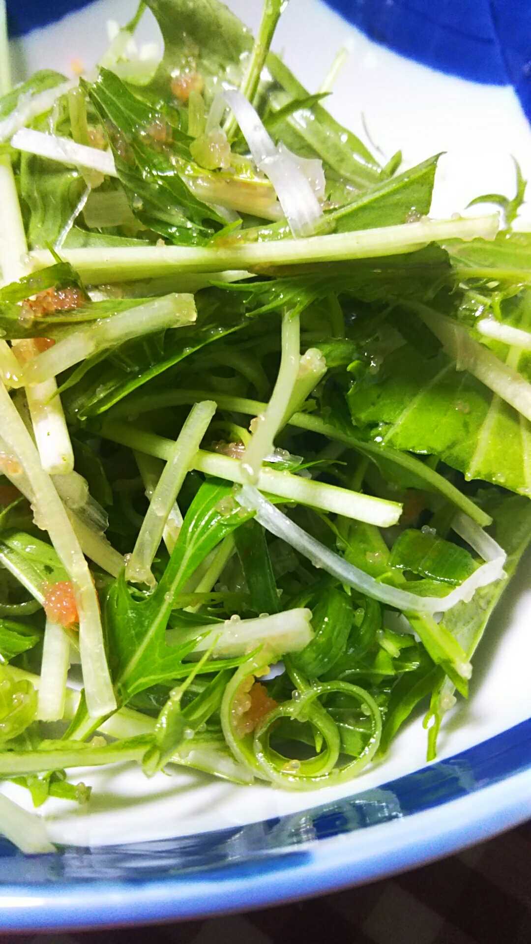 水菜とねぎの明太サラダ