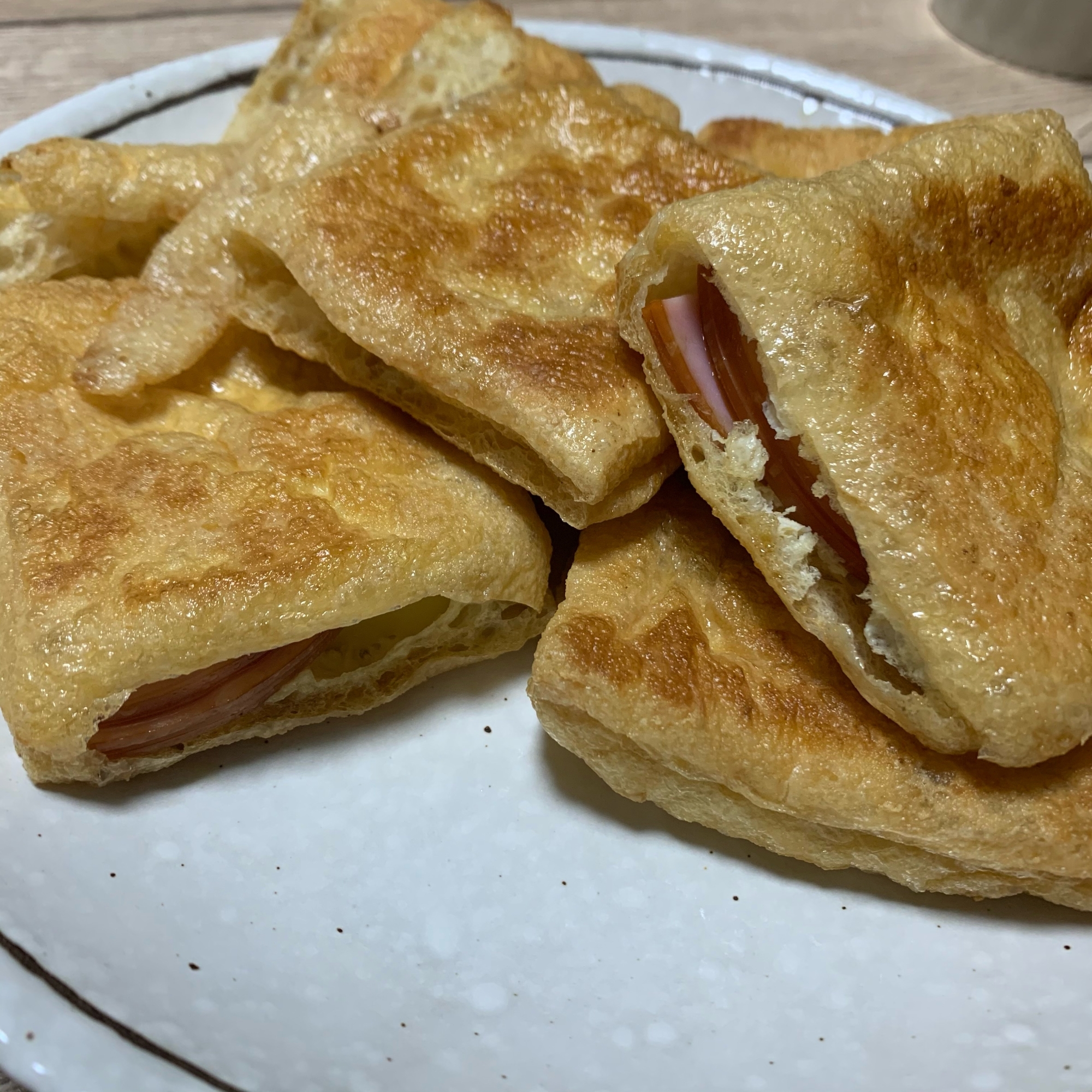 簡単！油揚げのハムチーズ♡