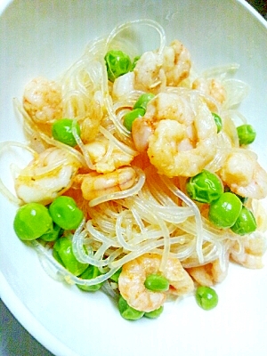 下茹で要らず、春雨と海老の中華煮