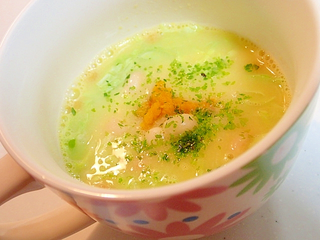 白菜と南瓜と水煮大豆のカップスープ