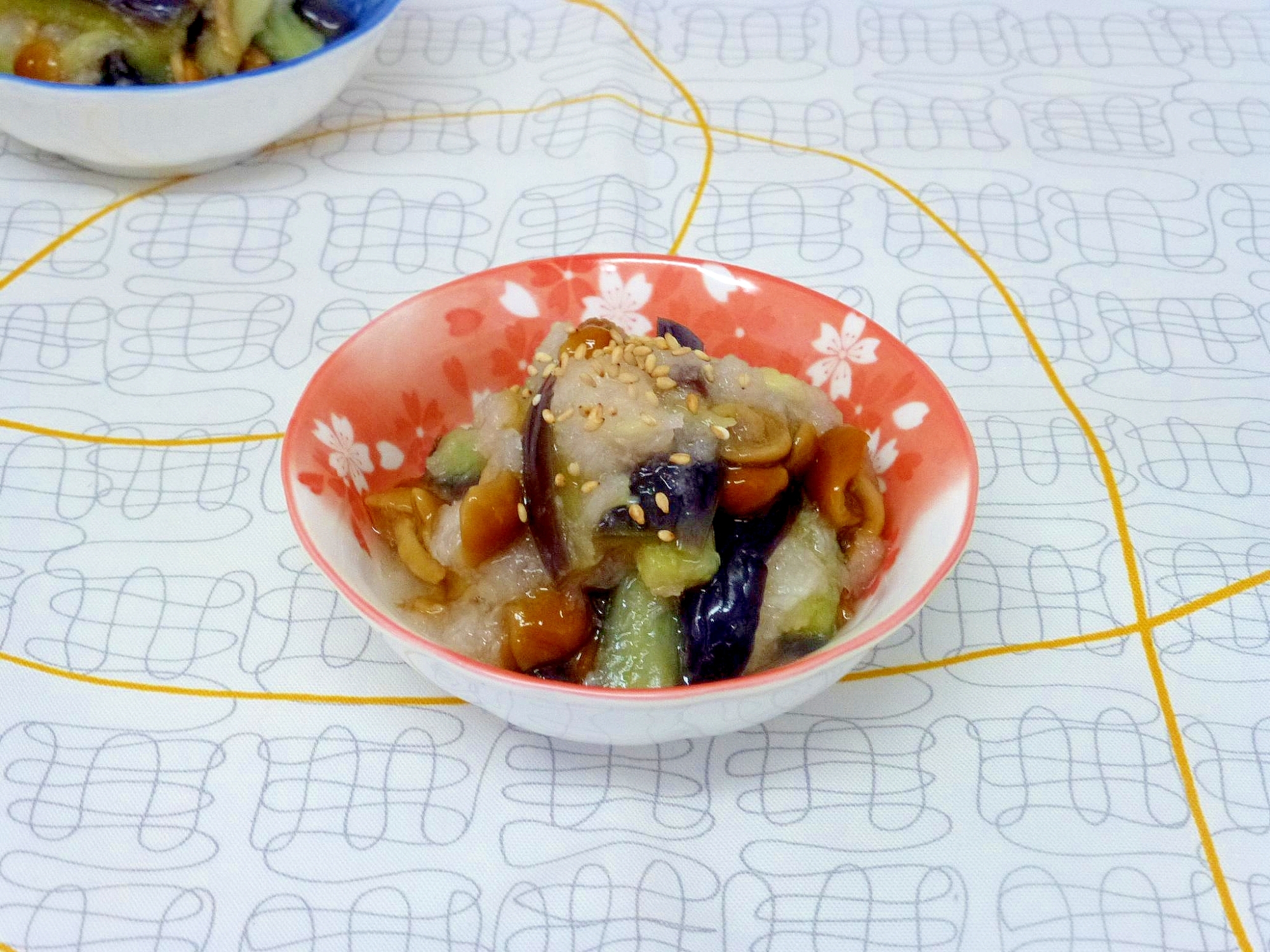 長茄子となめこのおろし和え