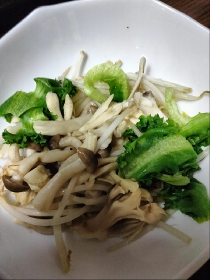 レタスしめじ黒豆もやしレンチン山椒和え