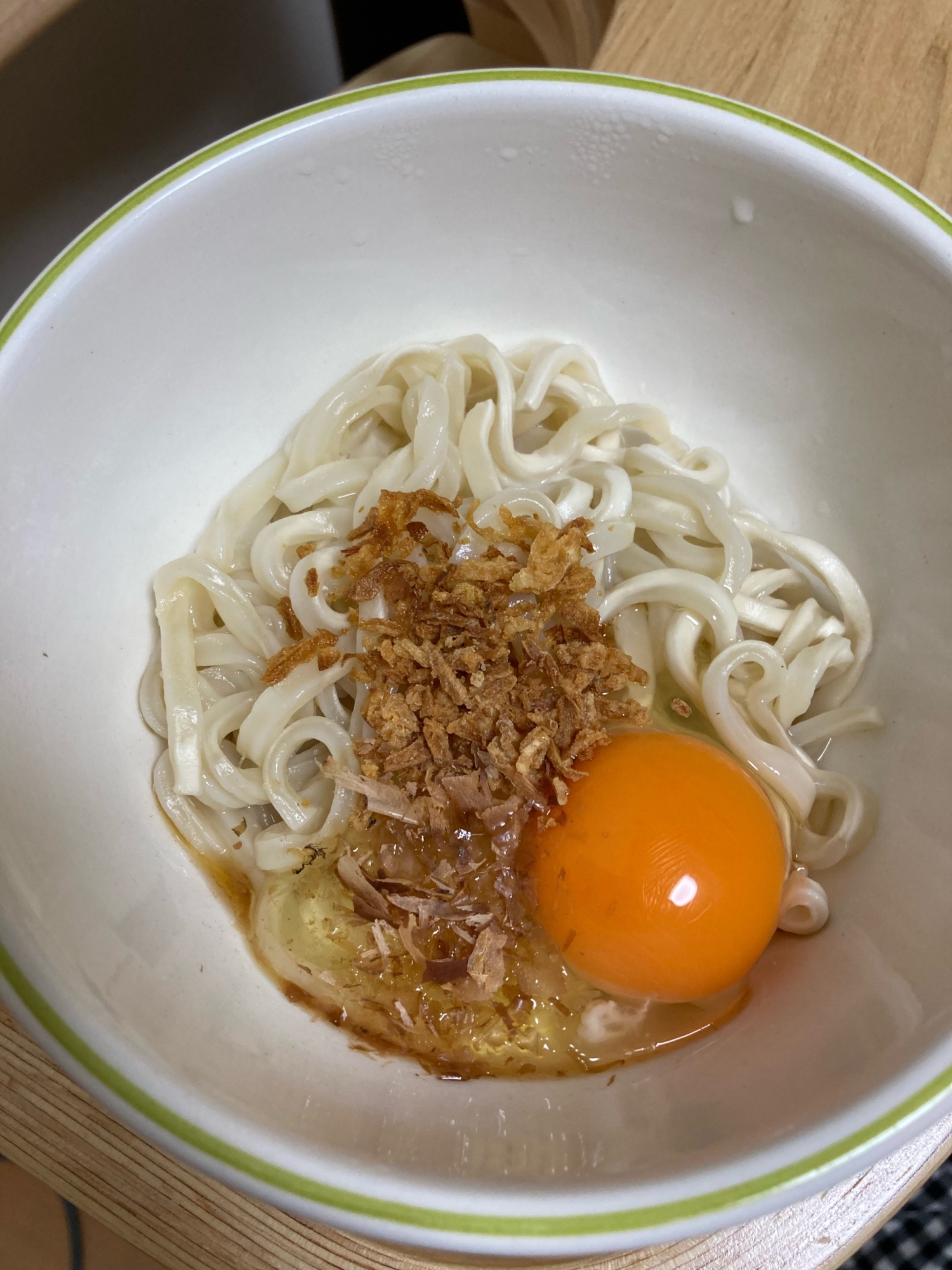 おかかオニオン釜玉うどん