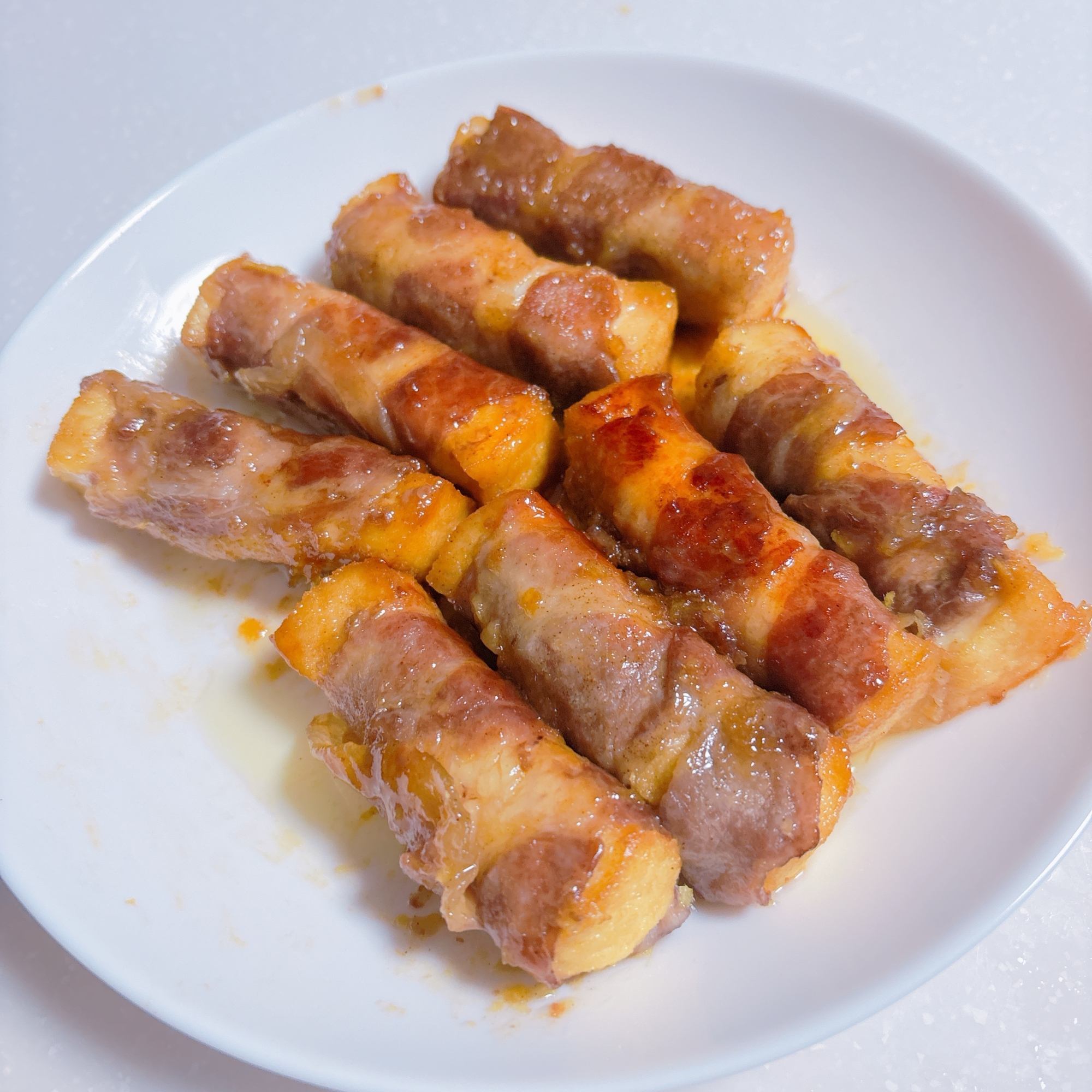 厚揚げの豚ロース巻照り焼き