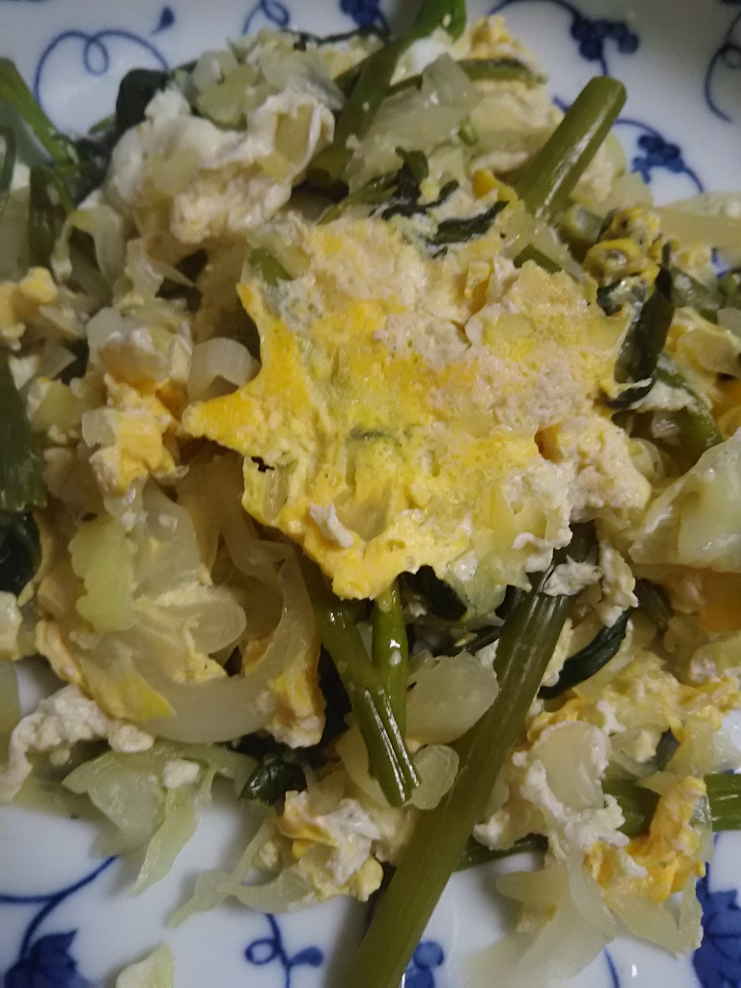 空芯菜とキャベツの卵炒め(^^)