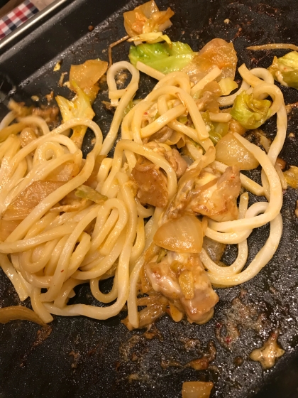 豚肉と玉ねぎの焼うどん(^^)