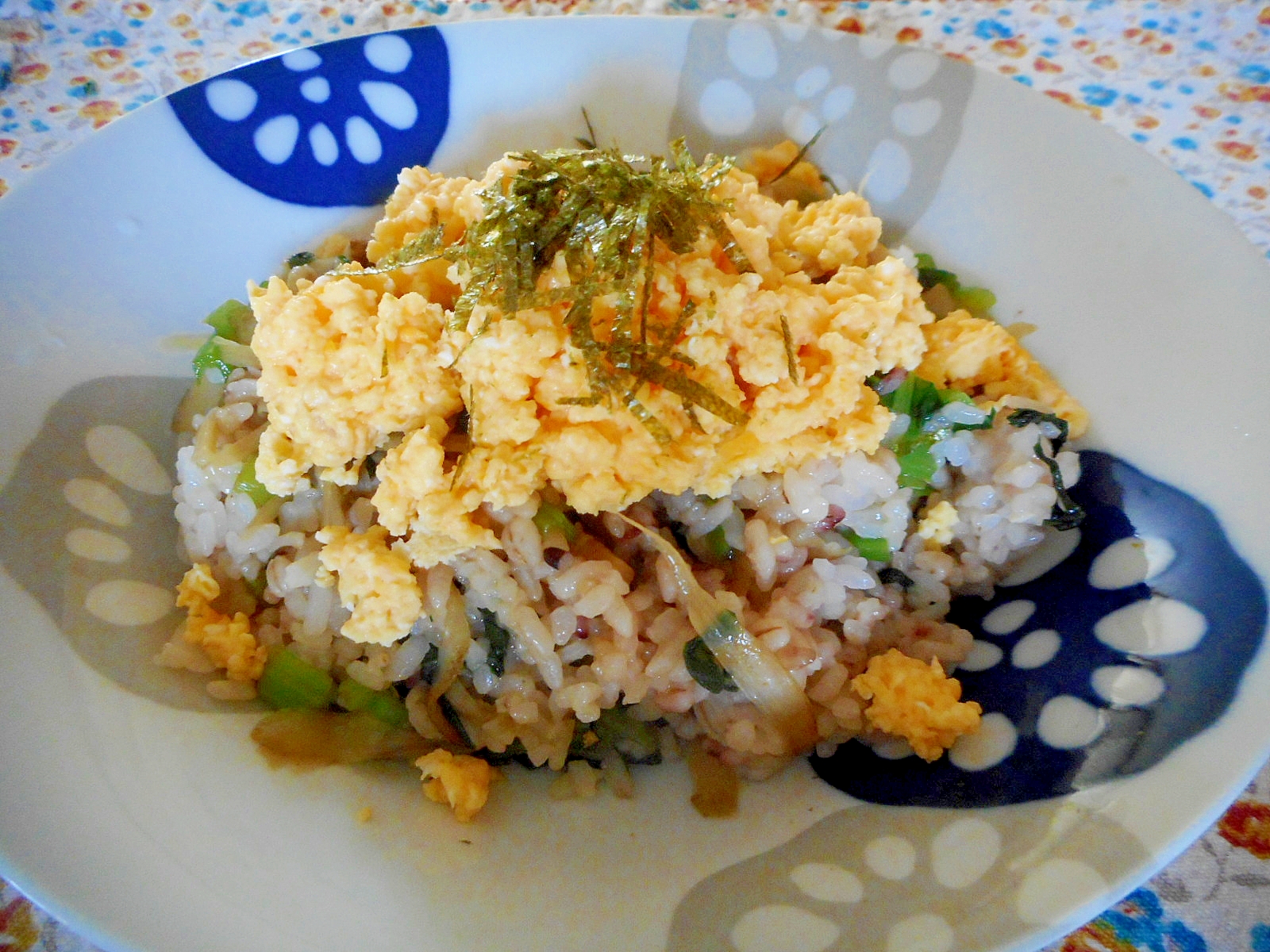 小松菜とごぼうの菜の花混ぜご飯