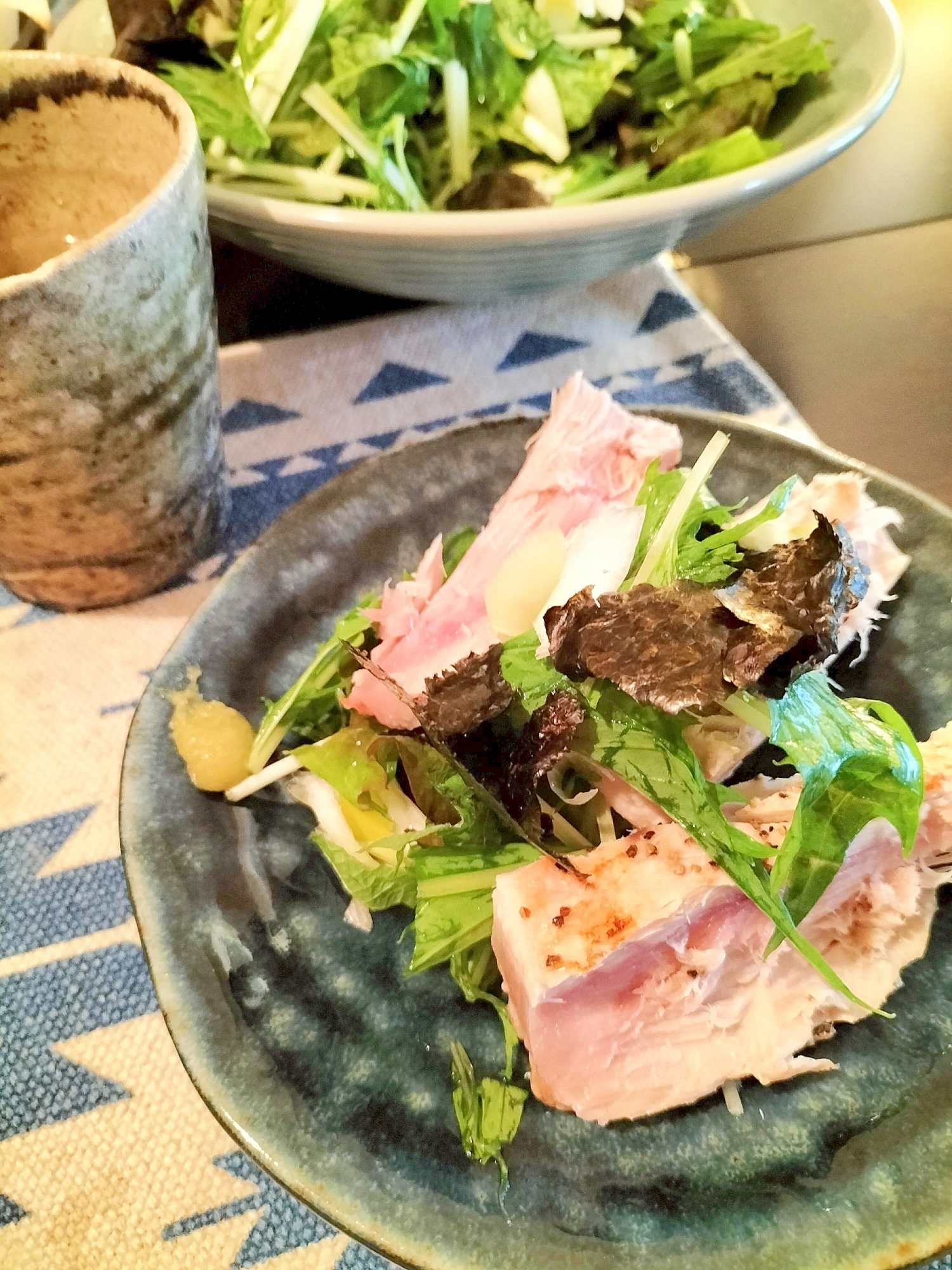 焼きマグロの海苔サラダ♪