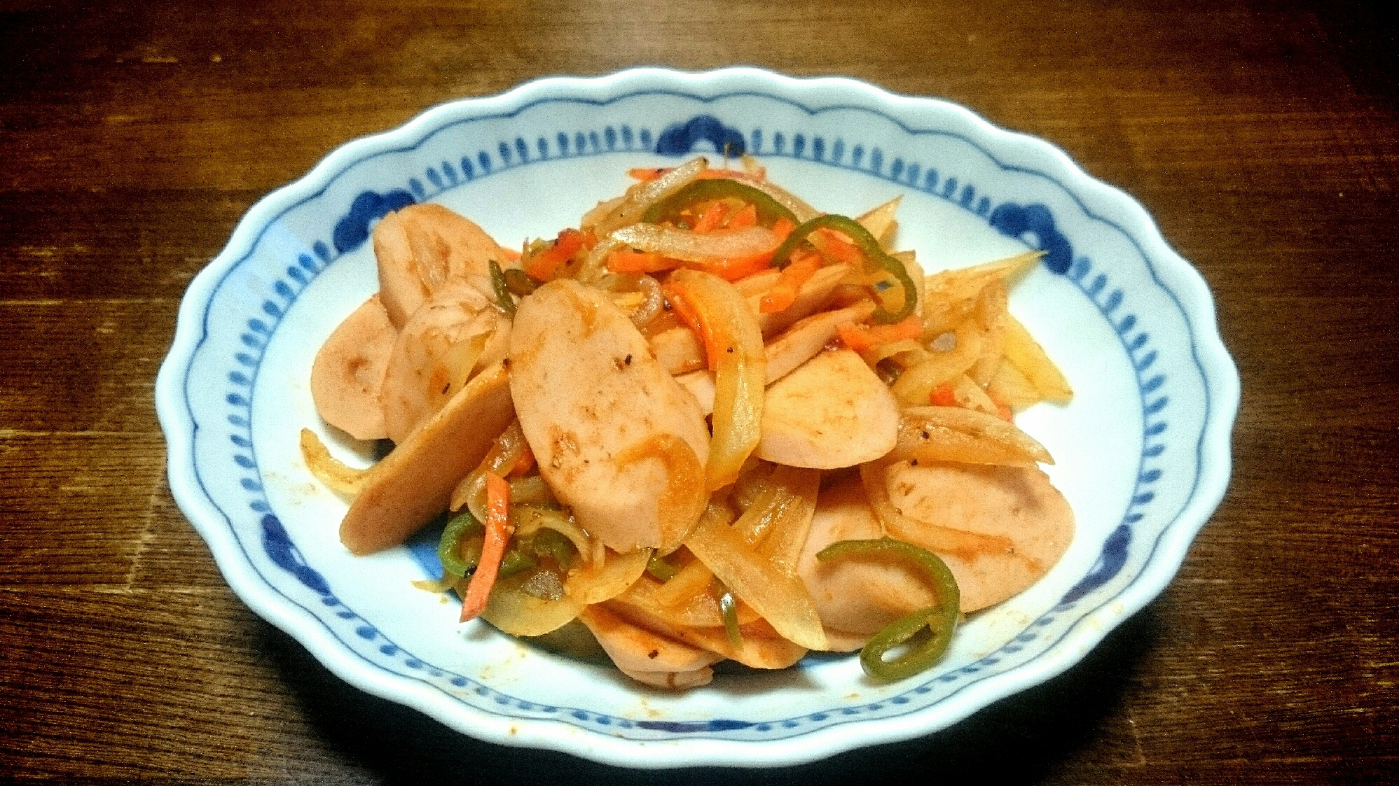 パスタ抜き！魚肉ソーセージナポリタン