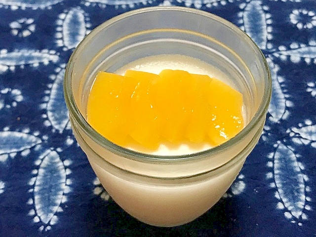 黄桃の牛乳寒天デザート