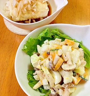 レンジでかんたんお山のサラダ　かぼきのこ