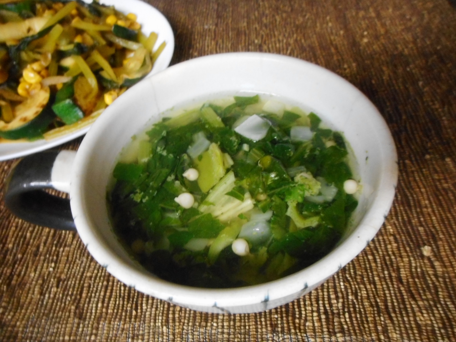 小松菜とオクラのスープ